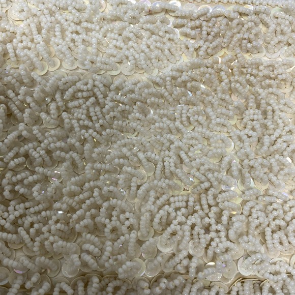 Vintage Beaded Evening Bag Ivory Sequin Gold Satin Interior Wedding Formal 1960s - Picture 15 of 15